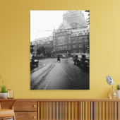 Foto van Quebec Canada Castle Cars Street 1930 Canvas Afdruk (Insitu (Woonkamer))