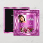 Foto van Quinceanera 15 Party roze rozen Kaart (Voorkant / Achterkant)