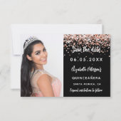 Foto van Quinceanera Black roos gold Save The Date (Voorkant)