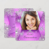 Foto van Quinceanera Paars Pink Winter Wonderland Kaart (Voorkant / Achterkant)