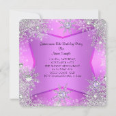 Foto van Quinceanera Paars Pink Winter Wonderland Kaart (Achterkant)