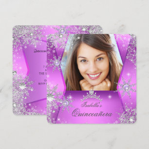 Foto van Quinceanera Paars Pink Winter Wonderland Kaart