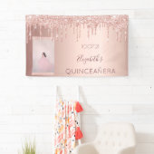 Foto van Quinceanera roos goud glitter welkom Spandoek (Insitu)