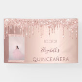 Foto van Quinceanera roos goud glitter welkom Spandoek (Horizontaal)