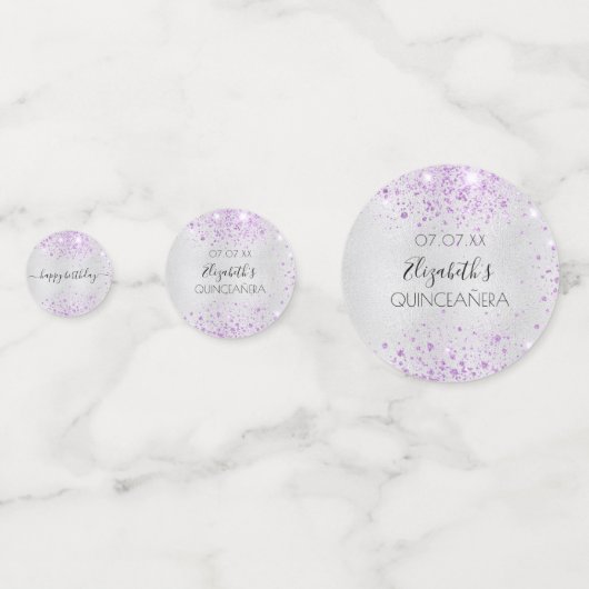 Foto van Quinceanera Silver paarse glitter Confetti (Voorkanten)
