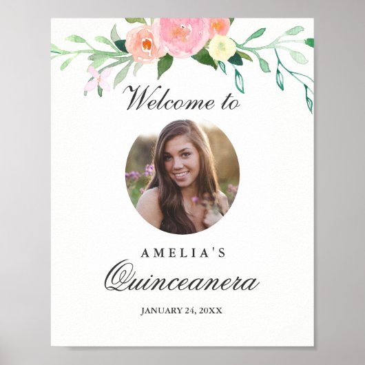 Foto van Quinceanera Welkomstteken Botanisch Poster (Voorkant)