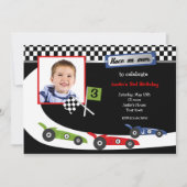 Foto van Race Car Birthday Party Kaart (Voorkant)