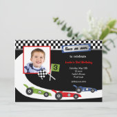 Foto van Race Car Birthday Party Kaart (Staand voorkant)