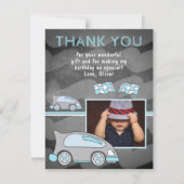 Foto van racecar Flag Chalkboard Birthday Bedankkaart (Voorkant)