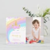 Foto van Rainbow Unicorn Birthday Kaart (Staand voorkant)