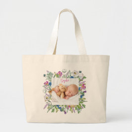 Foto van rand met wilde bloemen grote tote bag
