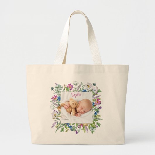 Foto van rand met wilde bloemen  grote tote bag (Voorkant)