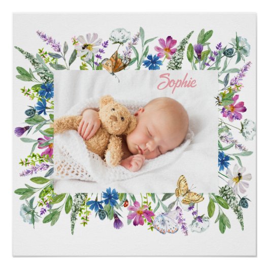 Foto van rand met wilde bloemen  perfect poster (Voorkant)