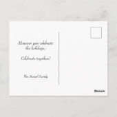 Foto van Red and Blue Fun Chrismukkah Santa Elves Briefkaart (Achterkant)