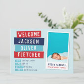 Foto van Red and Blue Snapshot Aankondiging (Staand voorkant)