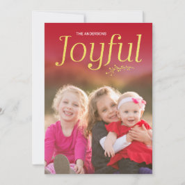 Foto van Red and Faux Gold Joyful Holiday Feestdagenkaart