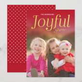Foto van Red and Faux Gold Joyful Holiday Feestdagenkaart (Voorkant / Achterkant)