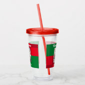 Foto van Red and Green Cute Dog Holiday Acryl Drinkbeker (Links)
