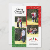 Foto van Red and green Merry Kerstmis Feestdagenkaart (Voorkant)