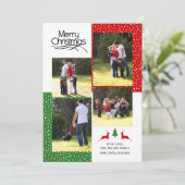 Foto van Red and green Merry Kerstmis Feestdagenkaart (Staand voorkant)
