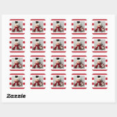 Foto van Red and White Stripes Holiday Vierkante Sticker (Vel)