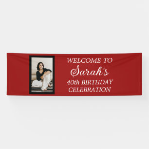 Foto van Red Black White Women's Birthday Party Spandoek