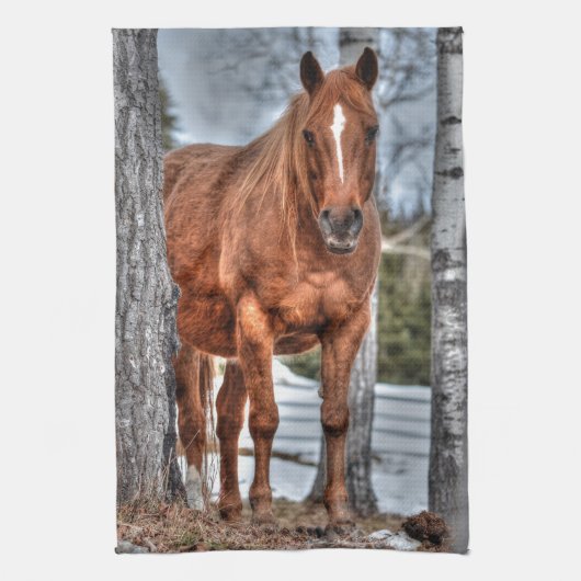 Foto van Red Dun Ranch Horse Animal-lover Theedoek (Verticaal)