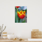 Foto van Red en Yelow Tulip Floral Flowers Poster (Keuken)
