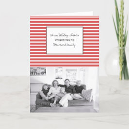 Foto van Red Festive Stripes Holiday Feestdagen Kaart