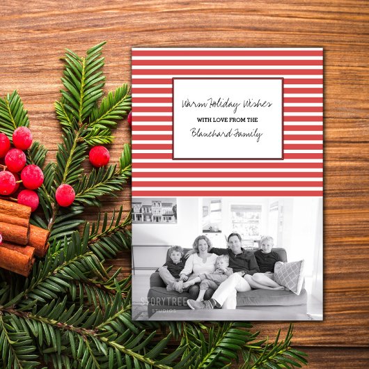Foto van Red Festive Stripes Holiday Kaart