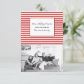 Foto van Red Festive Stripes Holiday Kaart (Staand voorkant)
