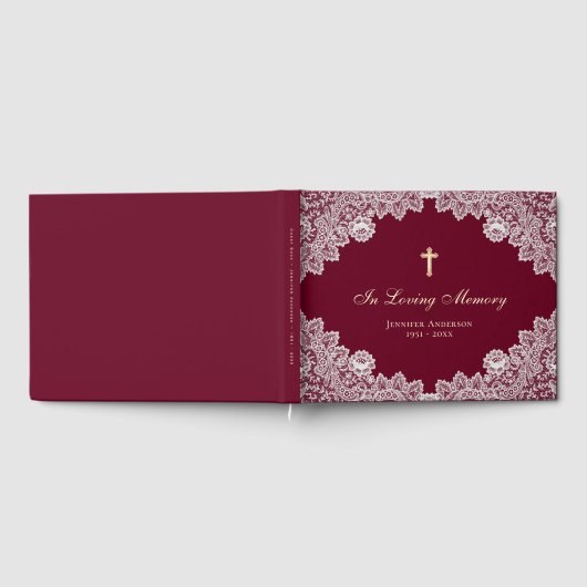  foto van Red Floral Lace Memorial Gastenboek (Volledig)