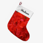 Foto van Red Geranium Flower Custom Name Grote Kerstsok (Voorkant (Hangend))