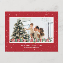 Foto van Red Green Snow-kerstverlichting Feestdagenkaart