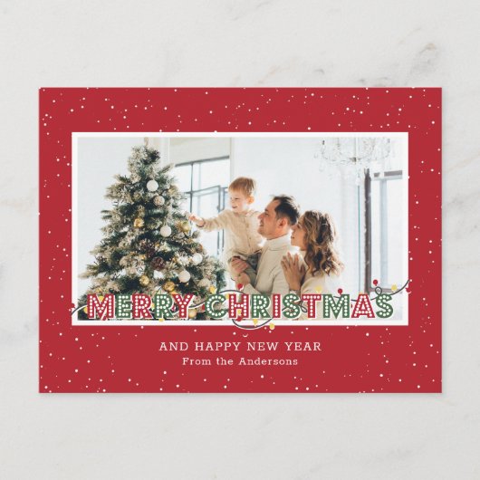 Foto van Red Green Snow-kerstverlichting Feestdagenkaart (Voorkant)