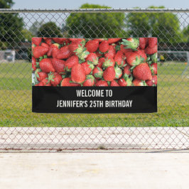 Foto van Red Juicy Strawberries Birthday Banner