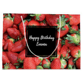 Foto van Red Juicy Strawberries Birthday Groot Cadeauzakje (Achterkant)