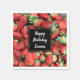 Foto van Red Juicy Strawberries Birthday Servet