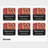 Foto van Red Juicy Strawberries Business Vierkante Sticker (Vel)