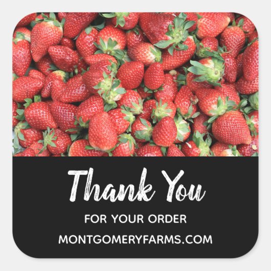 Foto van Red Juicy Strawberries Business Vierkante Sticker (Voorkant)