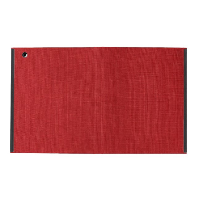 Foto van Red Linen Texture iPad Hoesje (Buitenkant)