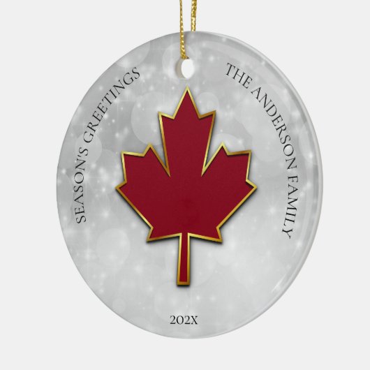 Foto van Red Maple Leaf Keramisch Ornament (Links)
