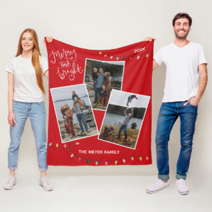 Foto van Red Merry en Bright kerstlampjes Fleece Deken