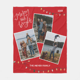 Foto van Red Merry en Bright kerstlampjes Fleece Deken