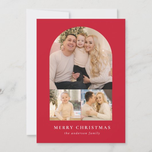 Foto van Red Minimalist Arch 3 Feestdagenkaart (Voorkant)