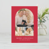 Foto van Red Minimalist Arch 3 Feestdagenkaart (Staand voorkant)