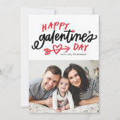 Foto van Red Modern Calligraphy Happy Galentine's  Feestdagenkaart (Voorkant)