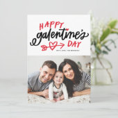 Foto van Red Modern Calligraphy Happy Galentine's  Feestdagenkaart (Staand voorkant)