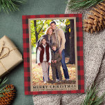 Foto van Red Pset Merry kerstkraft Briefkaart<br><div class="desc">Red Buffalo Pset Family Foto Merry kerstkraft Holiday Briefkaart</div>