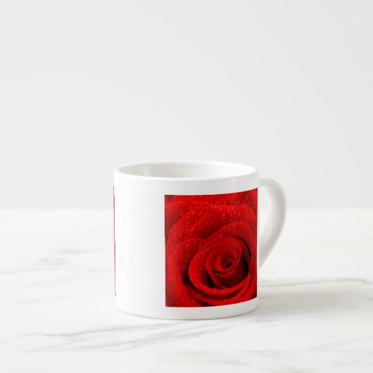Foto van Red Rose Background Espresso Kop (Voorkant rechts)